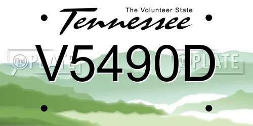 V5490D Tennessee License Plate