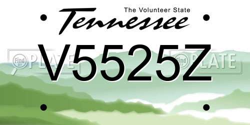 V5525Z Tennessee License Plate