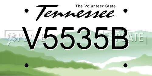 V5535B Tennessee License Plate