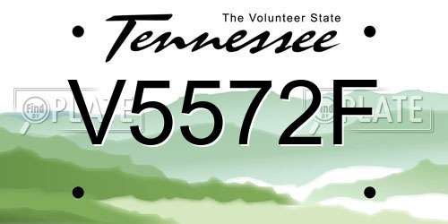 V5572F Tennessee License Plate