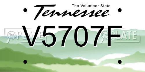 V5707F Tennessee License Plate