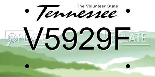 V5929F Tennessee License Plate