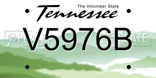 V5976B Tennessee License Plate
