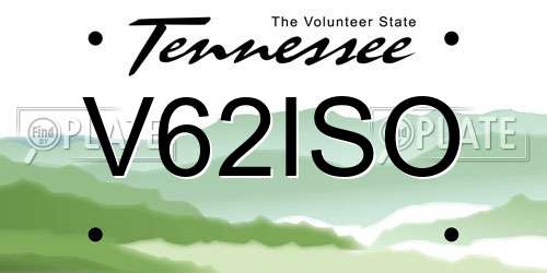 V62ISO Tennessee License Plate