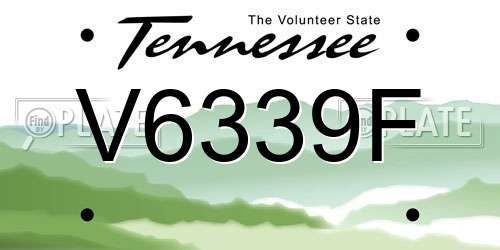V6339F Tennessee License Plate