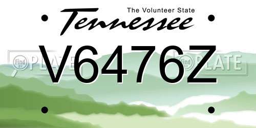 V6476Z Tennessee License Plate