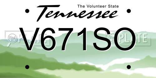 V671SO Tennessee License Plate
