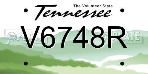 V6748R Tennessee License Plate