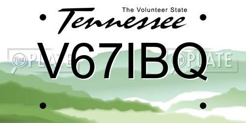 V67IBQ Tennessee License Plate