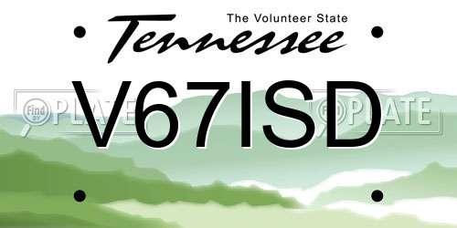 V67ISD Tennessee License Plate
