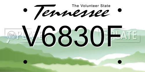 V6830F Tennessee License Plate