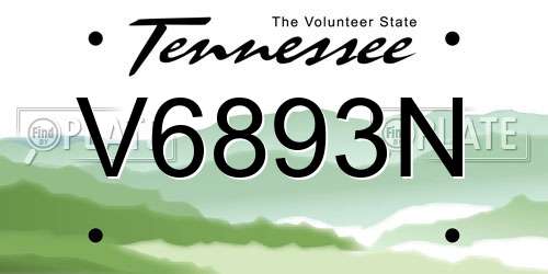 V6893N Tennessee License Plate