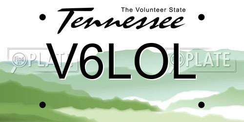V6LOL Tennessee License Plate