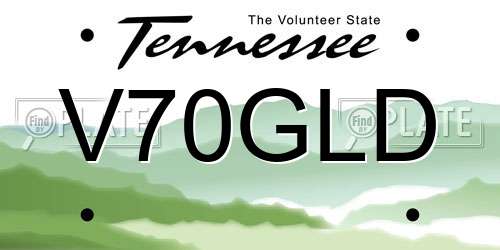 V70GLD Tennessee License Plate