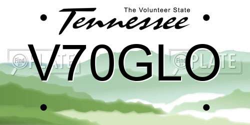V70GLO Tennessee License Plate