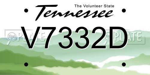 V7332D Tennessee License Plate