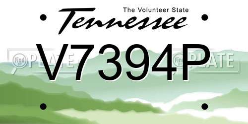 V7394P Tennessee License Plate
