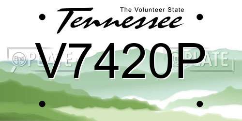 V7420P Tennessee License Plate