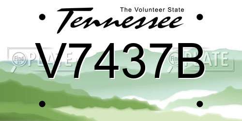 V7437B Tennessee License Plate
