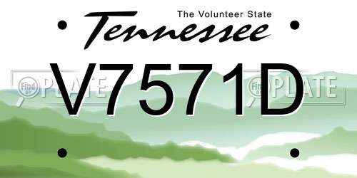 V7571D Tennessee License Plate