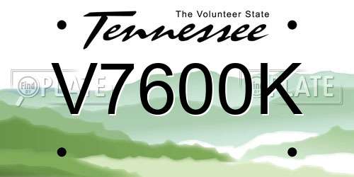 V7600K Tennessee License Plate