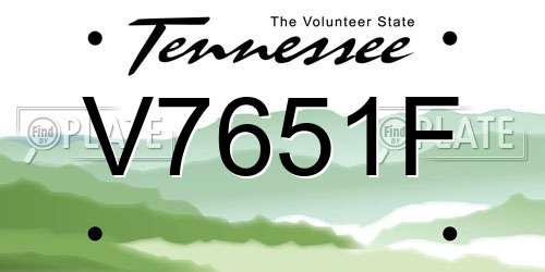 V7651F Tennessee License Plate