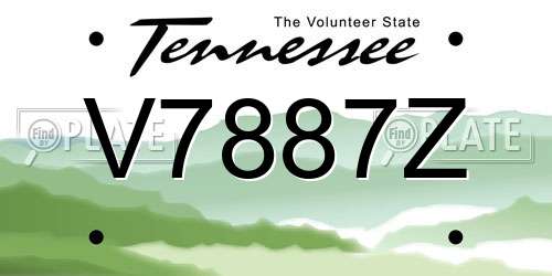 V7887Z Tennessee License Plate