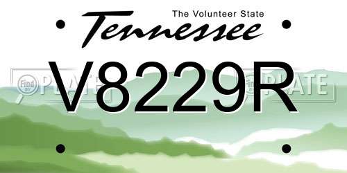 V8229R Tennessee License Plate