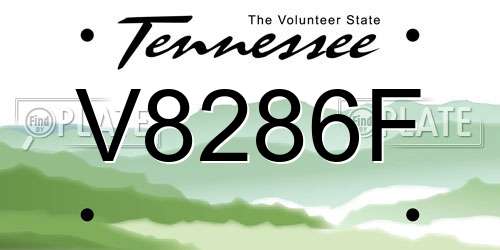 V8286F Tennessee License Plate