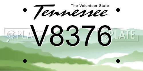 V8376 Tennessee License Plate