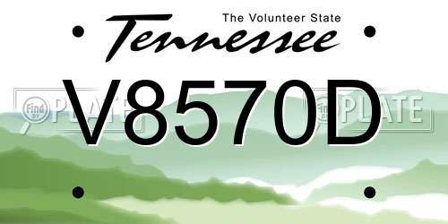 V8570D Tennessee License Plate