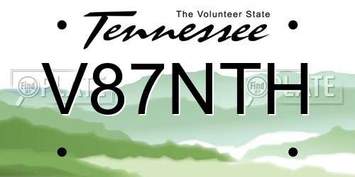 V87NTH Tennessee License Plate