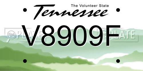V8909F Tennessee License Plate