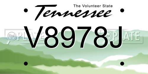 V8978J Tennessee License Plate