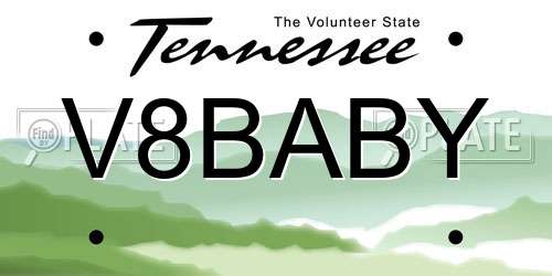 V8BABY Tennessee License Plate