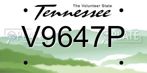 V9647P Tennessee License Plate