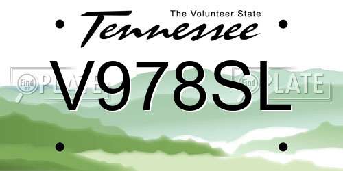 V978SL Tennessee License Plate