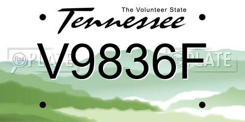 V9836F Tennessee License Plate