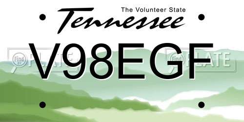 V98EGF Tennessee License Plate