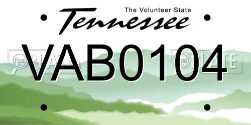 VAB0104 Tennessee License Plate