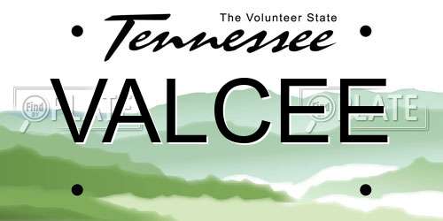 VALCEE Tennessee License Plate