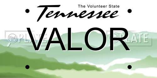 VALOR Tennessee License Plate