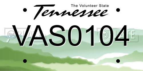 VAS0104 Tennessee License Plate