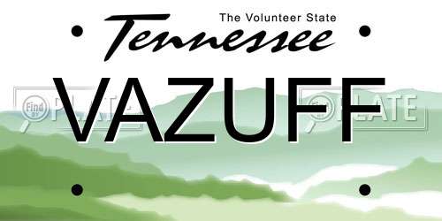 VAZUFF Tennessee License Plate