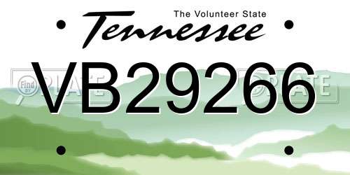 VB29266 Tennessee License Plate