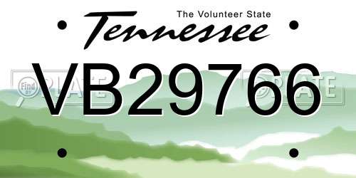 VB29766 Tennessee License Plate