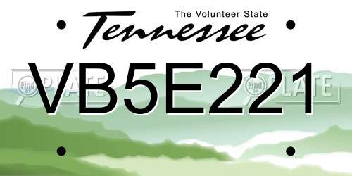 VB5E221 Tennessee License Plate