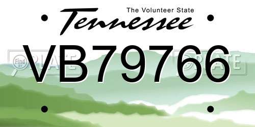 VB79766 Tennessee License Plate