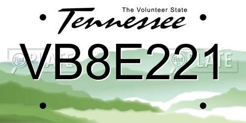 VB8E221 Tennessee License Plate