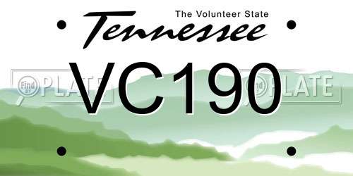 VC190 Tennessee License Plate
